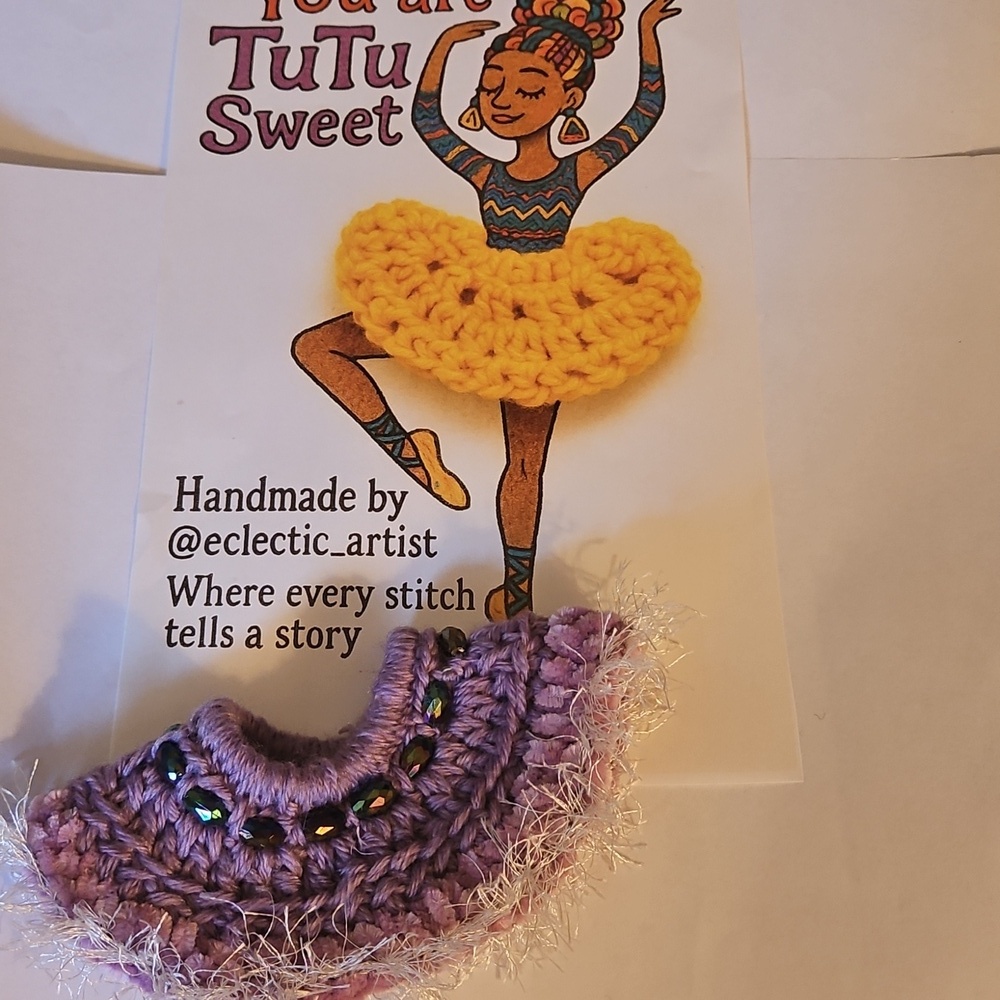 Balletcore Tutu Scrunchie Handmade Purple Ballerina Bun accessory Upcycled Beads - Picture 13 of 17